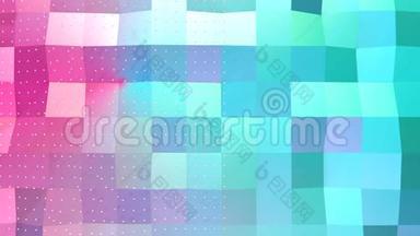 抽象简单的蓝色粉红色低聚三维表面和飞行白色晶体作为卡通背景。 软几何低聚